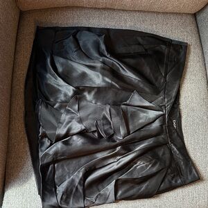 bebe Elegant Black Draped 100%Silk Mini Skirt